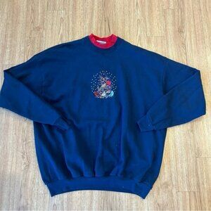Vintage MCC Sportswear Women's 3XL Birds & Snow Blue Crewneck Sweatshirt